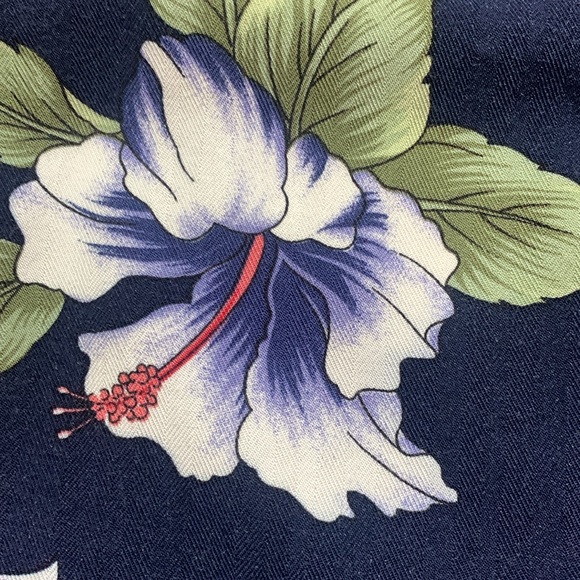 Caribbean JoE Hawaiian women’s SZ 2X short sleeve navy floral brown button - Picture 14 of 15